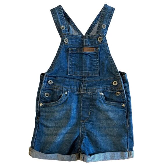 Joe's Toddler Jean Shortalls 6-9 Months Denim Blue Overalls Cuffed - Picture 1 of 6